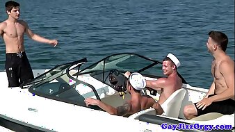 Gay seagoing man open-air orgy with Chip Young