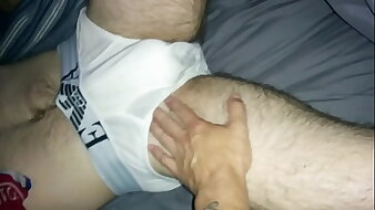 Sexy massage by tattooed man to his bi friend